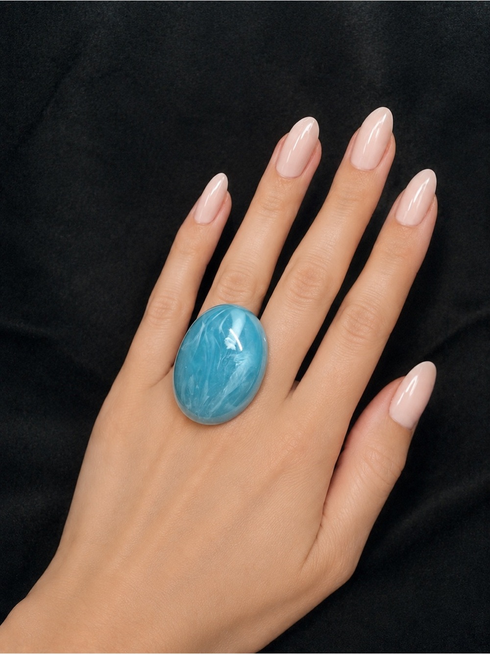 Free People Blue Oval Statement Ring - Women Jewelry Size 8